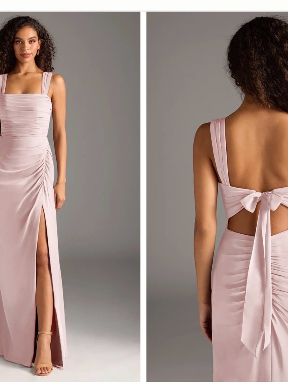 Azazie Jesaphine Blush Pink Ruched Bridesmaid Dress
